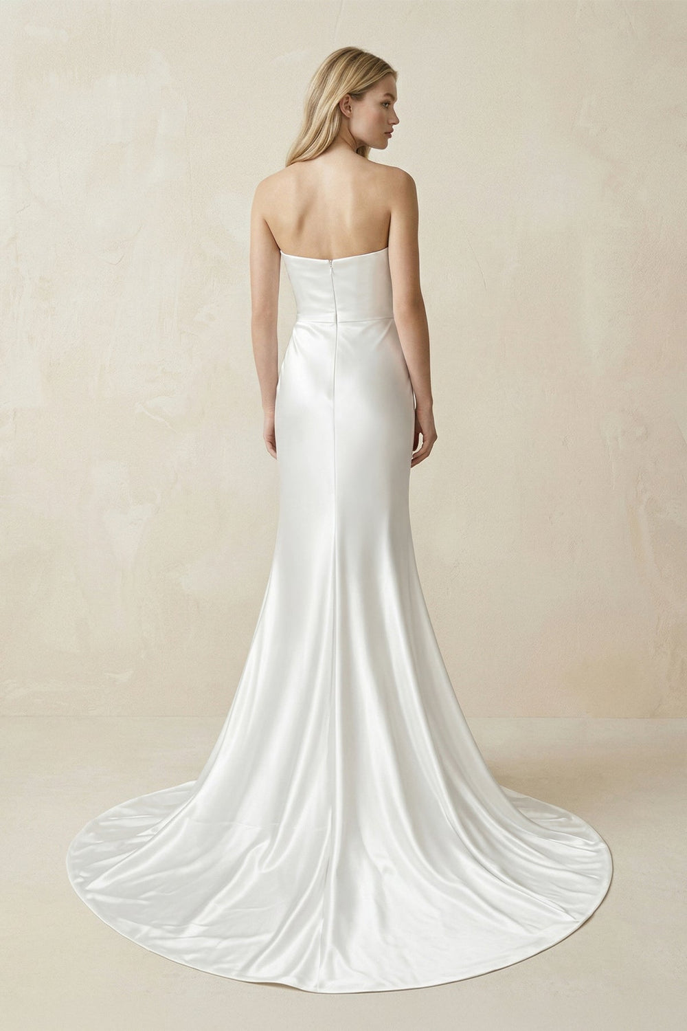 Mermaid Satin Sweetheart Mermaid Wedding Dress With Slit in White - KISS BRIDAL Wedding Dresses