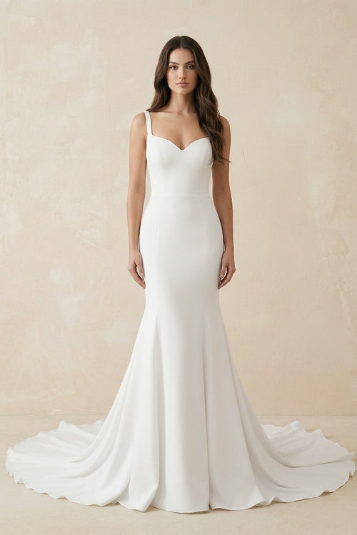 Mermaid Satin Sweetheart Wedding Dress in White - SHE IS ME Wedding Dresses