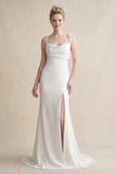 Mermaid Satin Wedding Dress With Floral in White - KISS BRIDAL Wedding Dresses