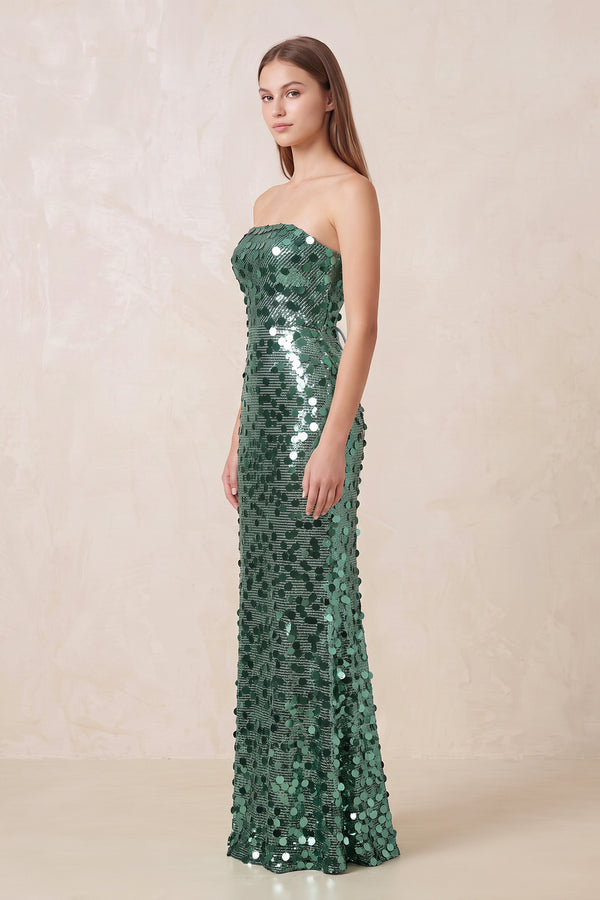Green Mermaid Sequins Maxi Dress - KISS BRIDAL