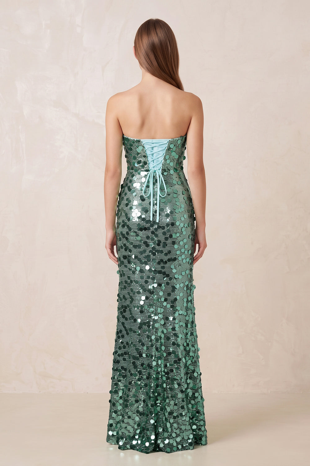 Mermaid Sequins Maxi Dress in Green