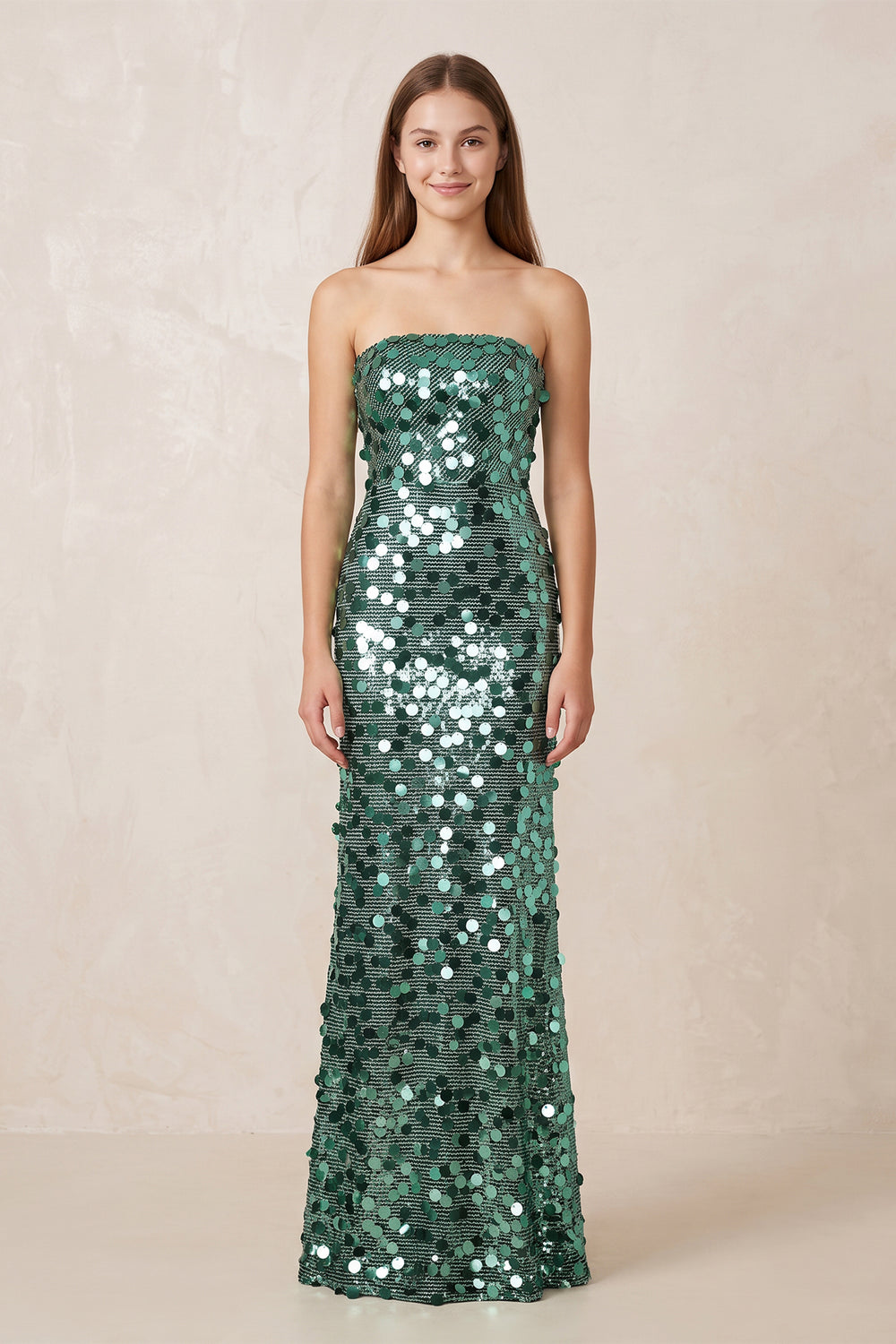 Mermaid Sequins Maxi Dress in Green