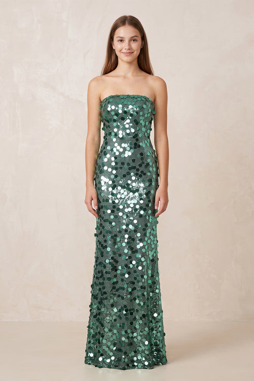 Green Mermaid Sequins Maxi Dress - KISS BRIDAL