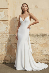 Mermaid Spaghetti Straps V - Neck Wedding Dresses in White - KISS BRIDAL Wedding Dresses