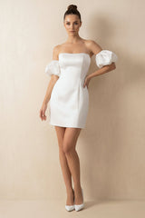 Mermaid Strapless Satin Wedding Dress in White - KISS BRIDAL Wedding Dresses