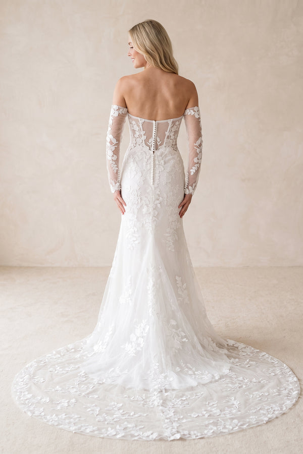 Mermaid Sweetheart Lace Wedding Dress With Sleeves - KISS BRIDAL Wedding Dresses