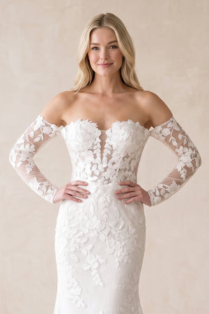 Mermaid Sweetheart Lace Wedding Dress With Sleeves - KISS BRIDAL Wedding Dresses