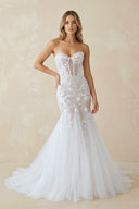 Mermaid Sweetheart Sleeveless Lace Wedding Dresses in White - SHE IS ME Wedding Dresses