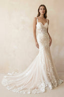 Mermaid Sweetheart Tulle Wedding Dress in White and Nude - SHE IS ME Wedding Dresses
