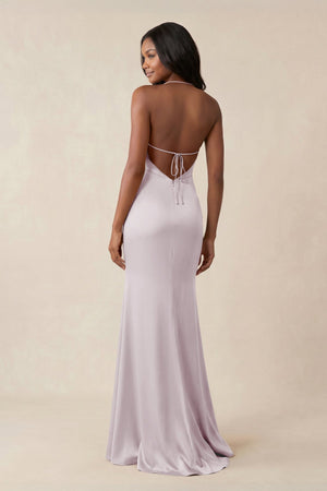 Mermaid V - Neck Satin Bridesmaid Dress With Slit in Dusk - KISS BRIDAL Bridesmaid Dresses