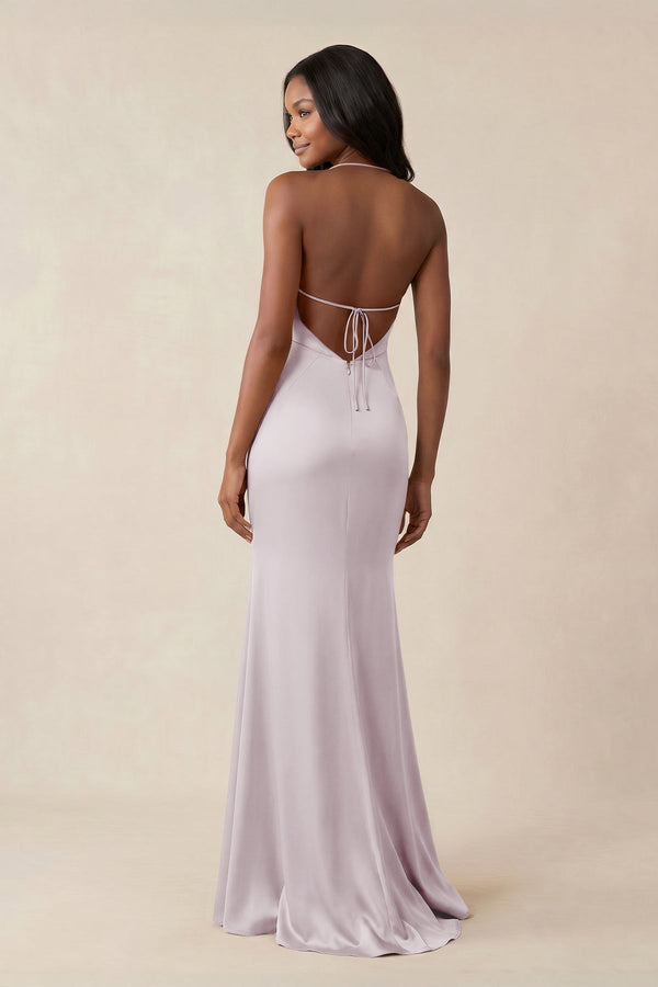 Mermaid V - Neck Satin Bridesmaid Dress With Slit in Dusk - KISS BRIDAL Bridesmaid Dresses