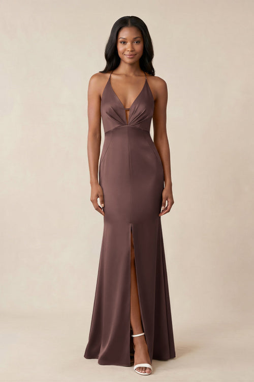 espresso bridesmaid dresses KISSBRIDAL stopping train Brown bridesmaid dresses : r/weddingplanning