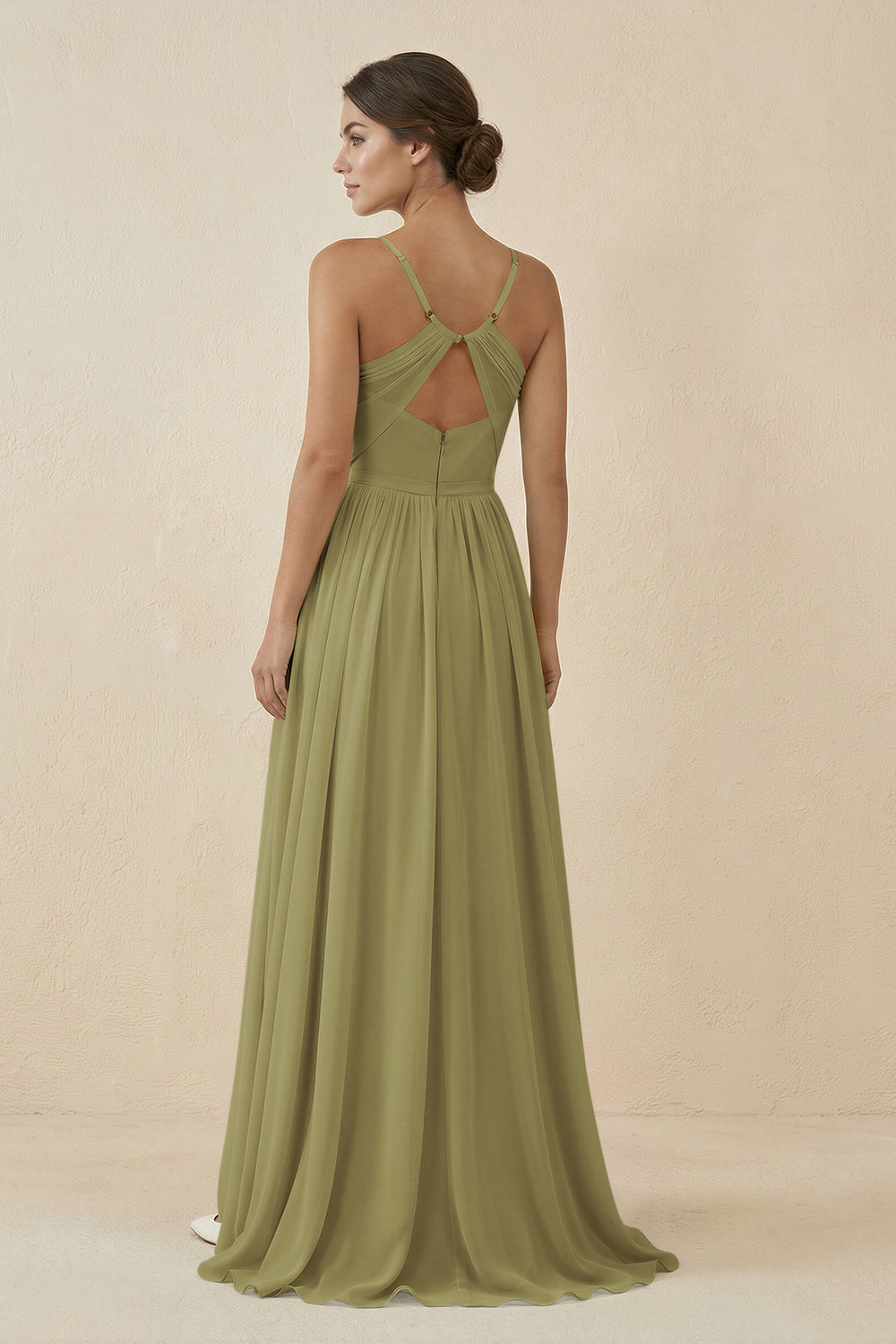 Sweetheart A-Line Chiffon Bridesmaid Dress in Moss Green