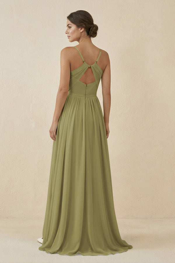 Moss Green Sweetheart A-Line Chiffon Bridesmaid Dress (2) | KISSBRIDAL