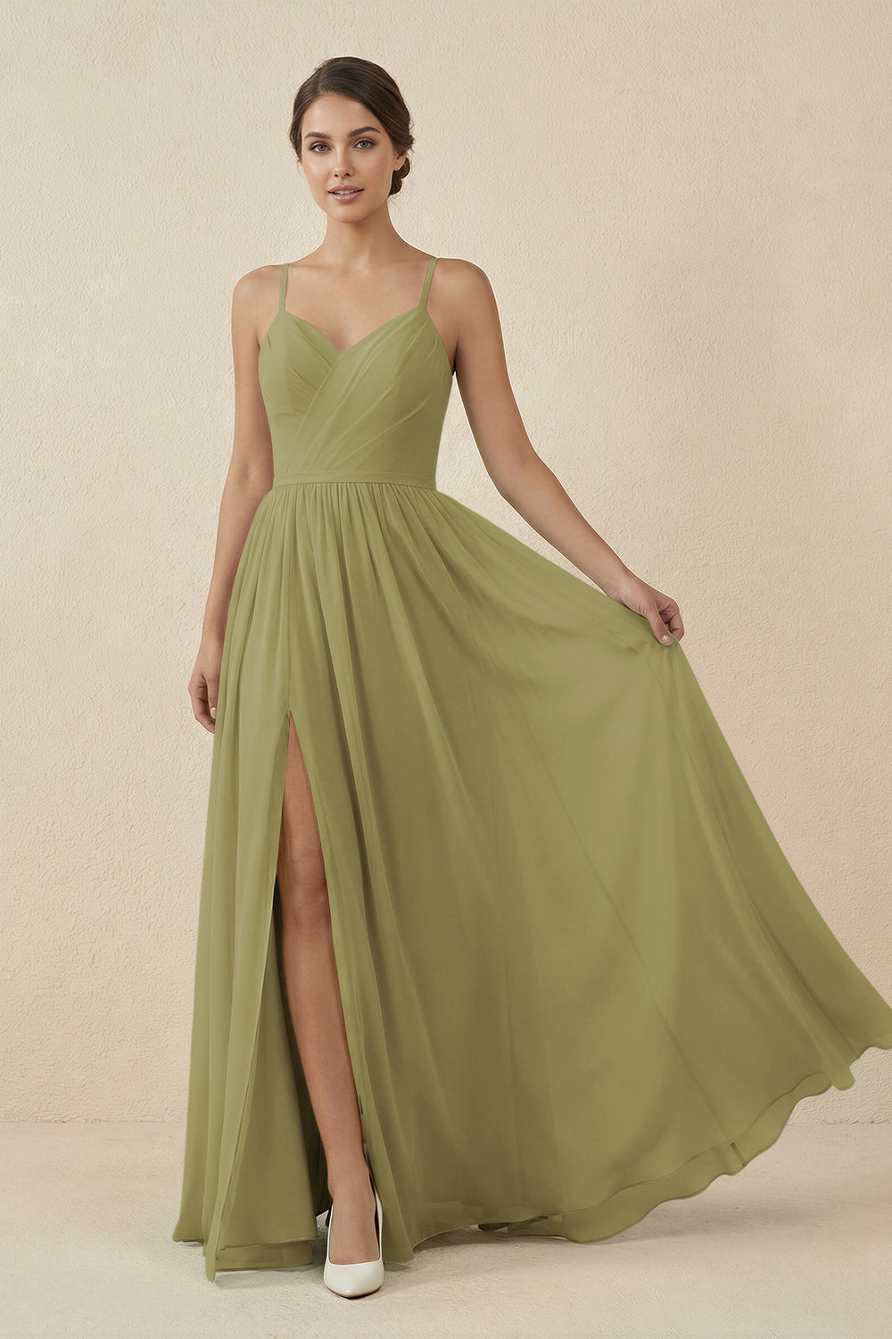 Sweetheart A-Line Chiffon Bridesmaid Dress in Moss Green