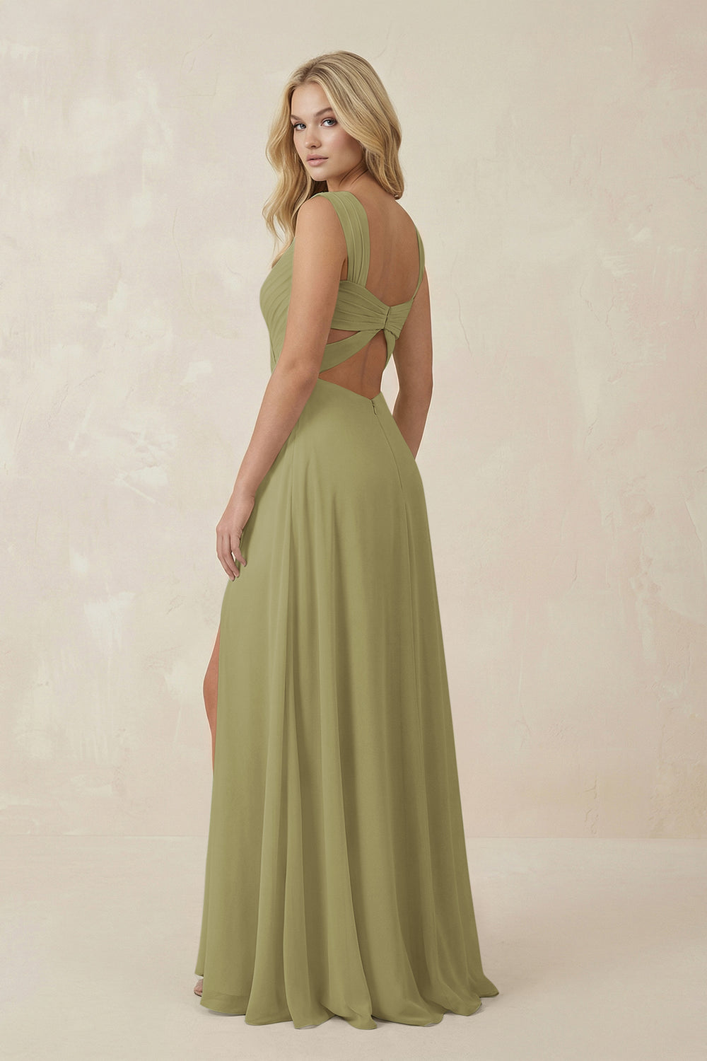 Sweetheart A-Line Chiffon Long Bridesmaid Dress in Moss Green