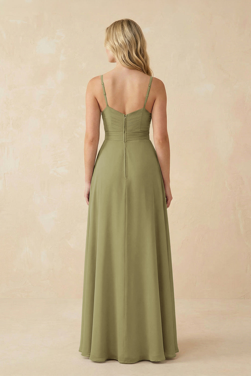 Sweetheart A-Line Pleated Chiffon Bridesmaid Dress in Moss Green
