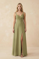 Moss Green Sweetheart A-Line Pleated Chiffon Bridesmaid Dress | KISSBRIDAL