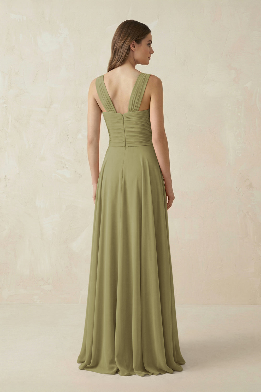 Sweetheart Pleated A-Line Chiffon Bridesmaid Dress in Moss Green