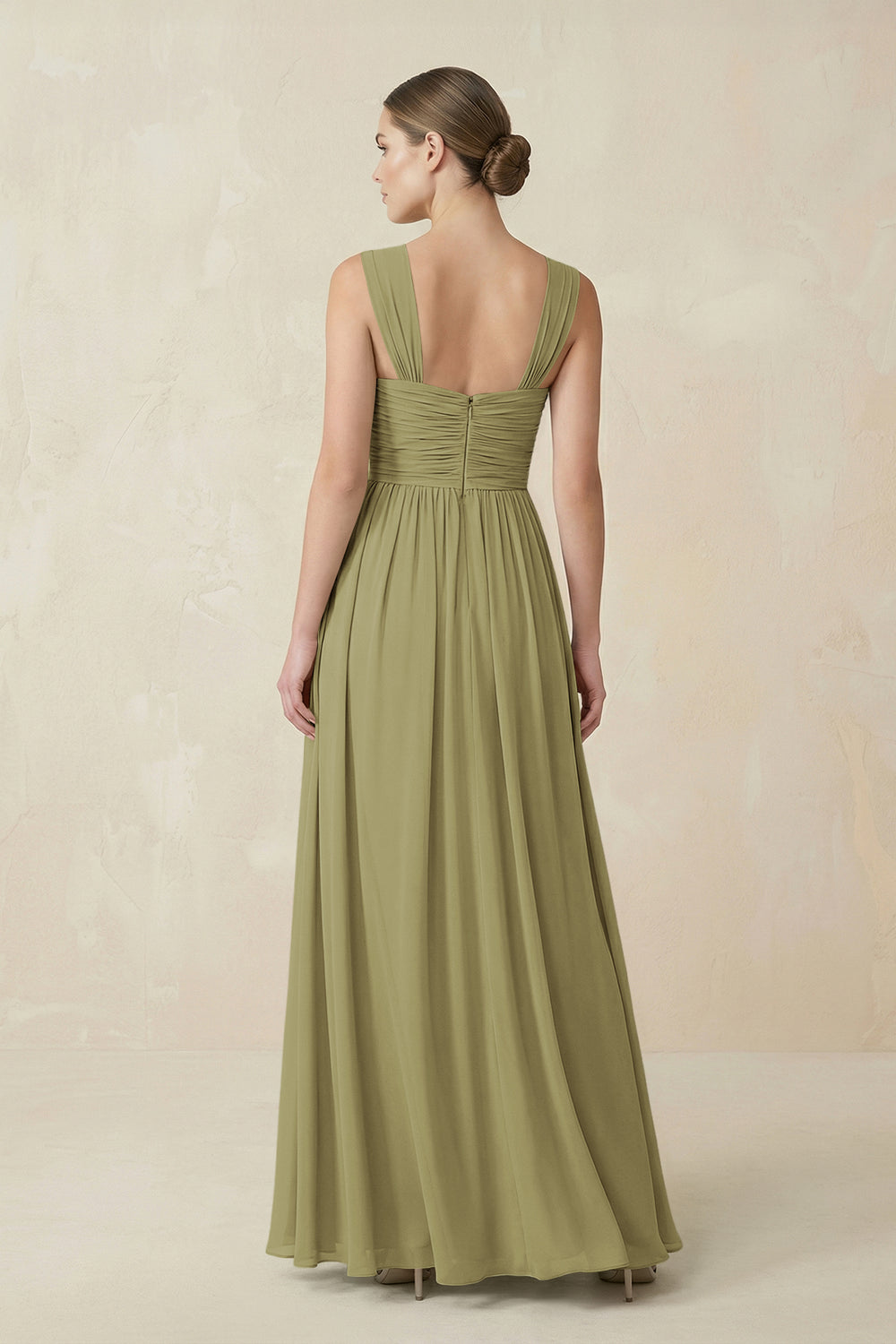 Sweetheart Pleated Chiffon A-Line Bridesmaid Dress in Moss Green