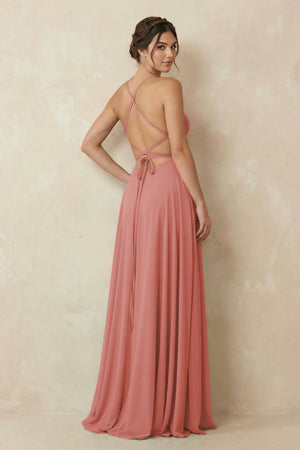 Mulberry A-Line Chiffon Bridesmaid Dress With Slit (2) | KISSBRIDAL