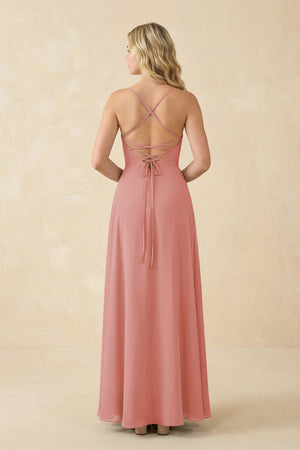 Mulberry A-Line Chiffon Spaghetti Strap Bridesmaid Dress (2) | KISSBRIDAL