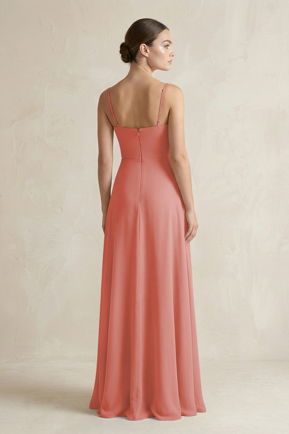 A-Line Chiffon Spaghetti Strap Bridesmaid Dress in Mulberry
