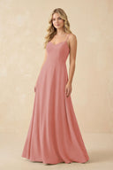 Mulberry A-Line Chiffon Spaghetti Strap Bridesmaid Dress | KISSBRIDAL