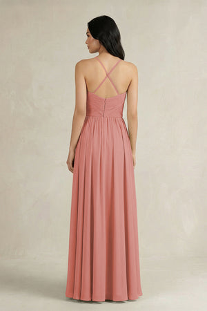 Mulberry A-Line Pleated Spaghetti Strap Chiffon Bridesmaid Dress (2) | KISSBRIDAL