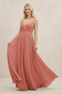 Mulberry A-Line Spaghetti Strap Chiffon Bridesmaid Dress | KISSBRIDAL