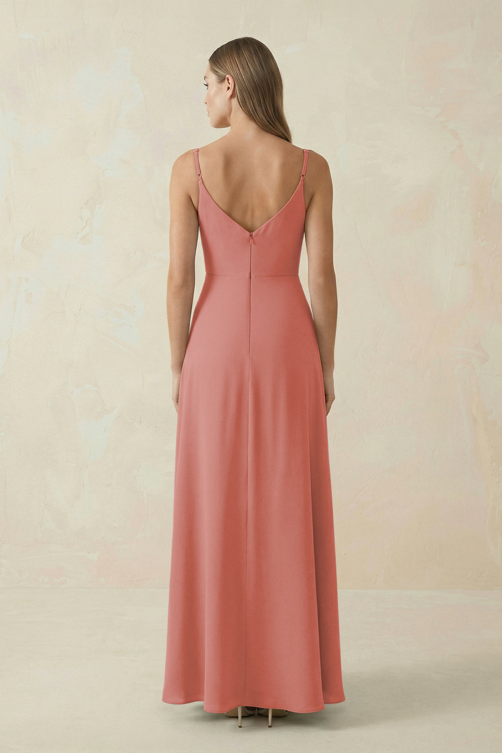 Cami Strap A-Line Chiffon Bridesmaid Dress in Mulberry