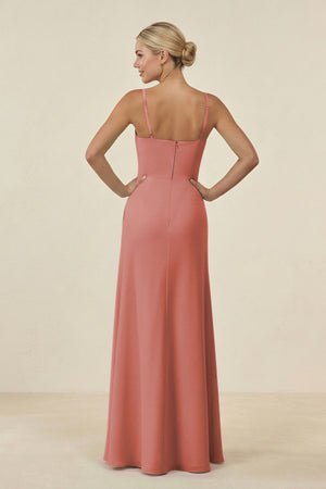 Mulberry Cami Strap Chiffon Sheath Bridesmaid Gown (2) | KISSBRIDAL
