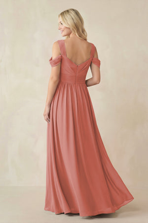Mulberry Chiffon A-Line Bridesmaid Dress with Slit (2) | KISSBRIDAL