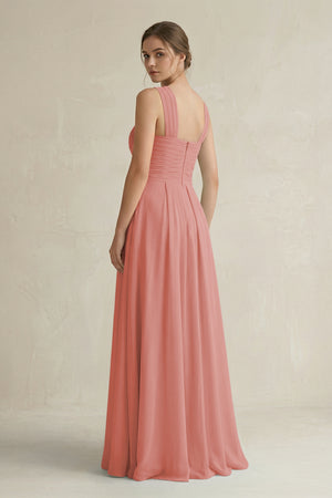 Mulberry Cross Halter Chiffon A-Line Pleated Bridesmaid Dress (2) | KISSBRIDAL