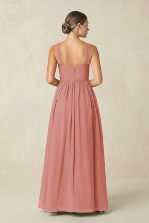 Mulberry Cross Halter Neck Chiffon A-Line Bridesmaid Dress With Slit (2) | KISSBRIDAL