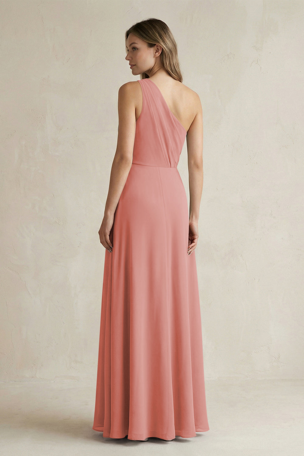 One-Shoulder Chiffon A-Line Bridesmaid Dress With Slit in Mulberry