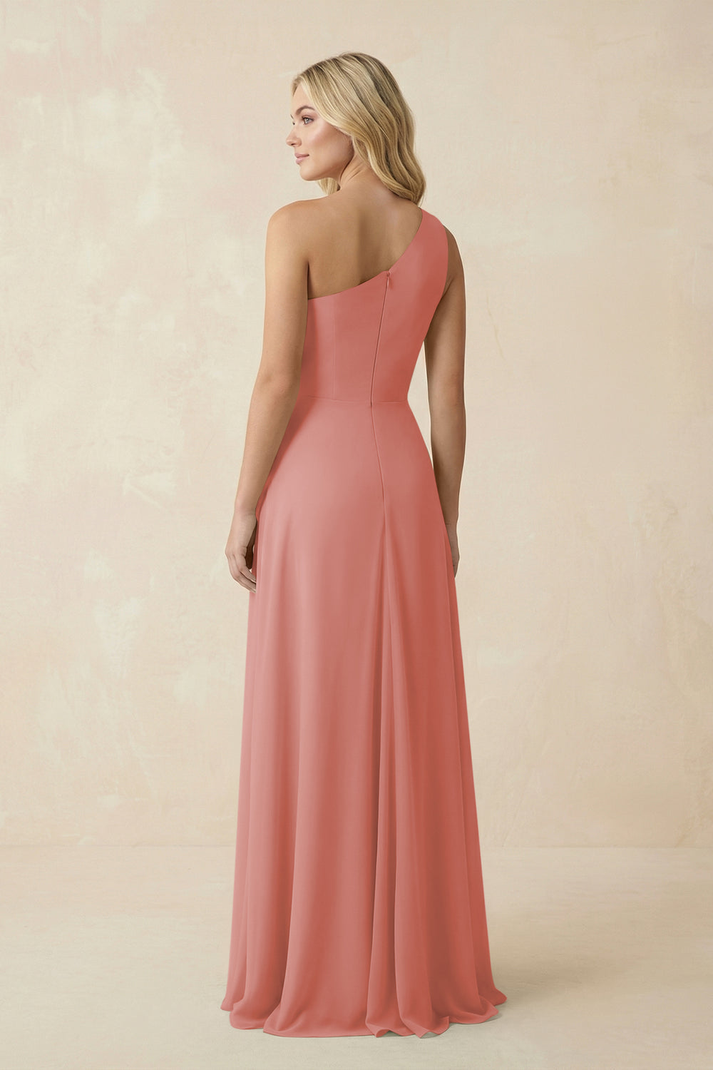 One-Shoulder Ruched A-Line Chiffon Bridesmaid Dress in Mulberry