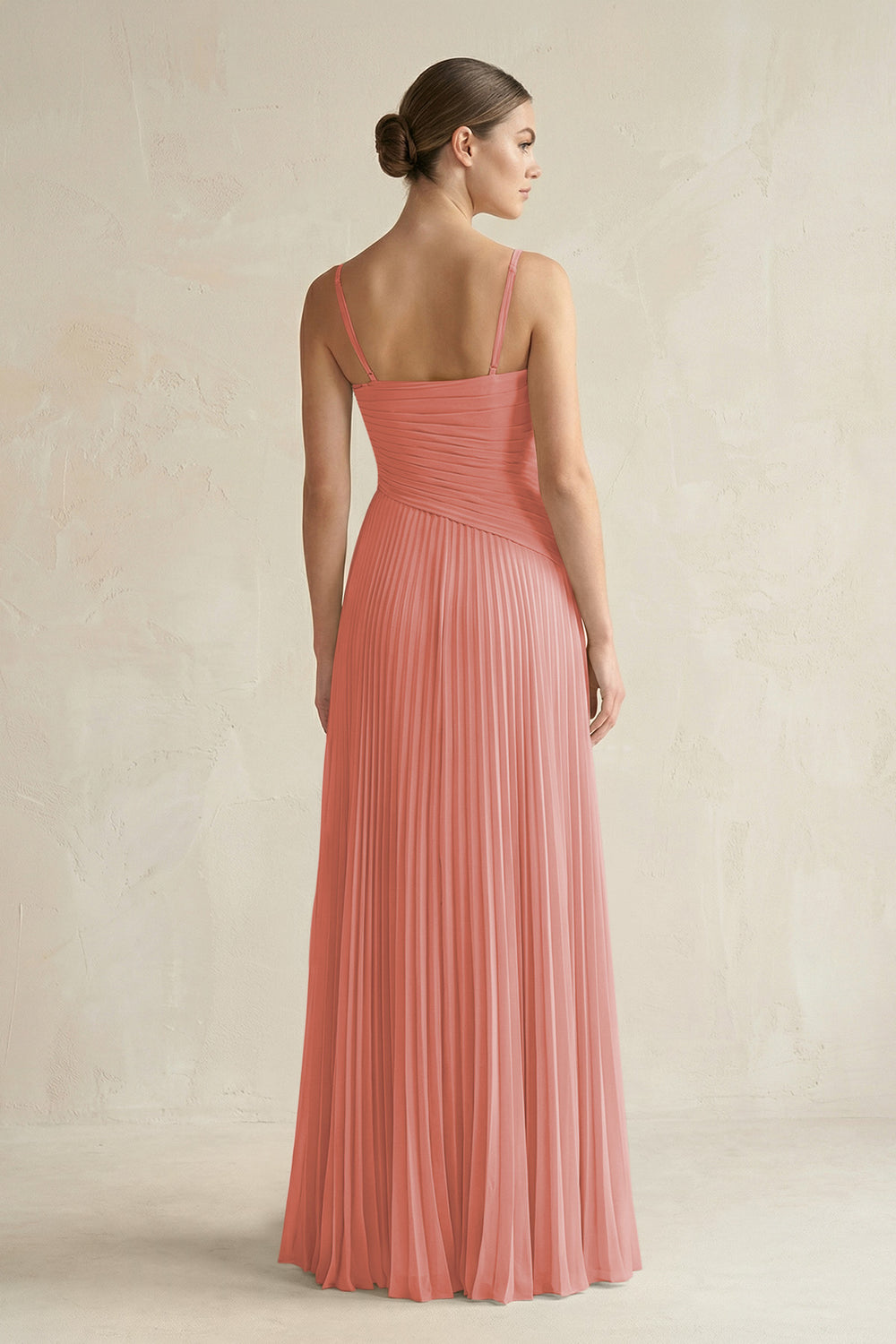 Pleated A-Line Long Chiffon Bridesmaid Dress in Mulberry