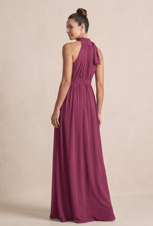 Mulberry Purple Chiffon Halter A-Line Mother of the Bride Dress (2) | KISSBRIDAL