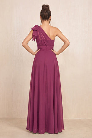 Mulberry Purple One-Shoulder Chiffon Mother of the Bride Jumpsuits (2) | KISSBRIDAL
