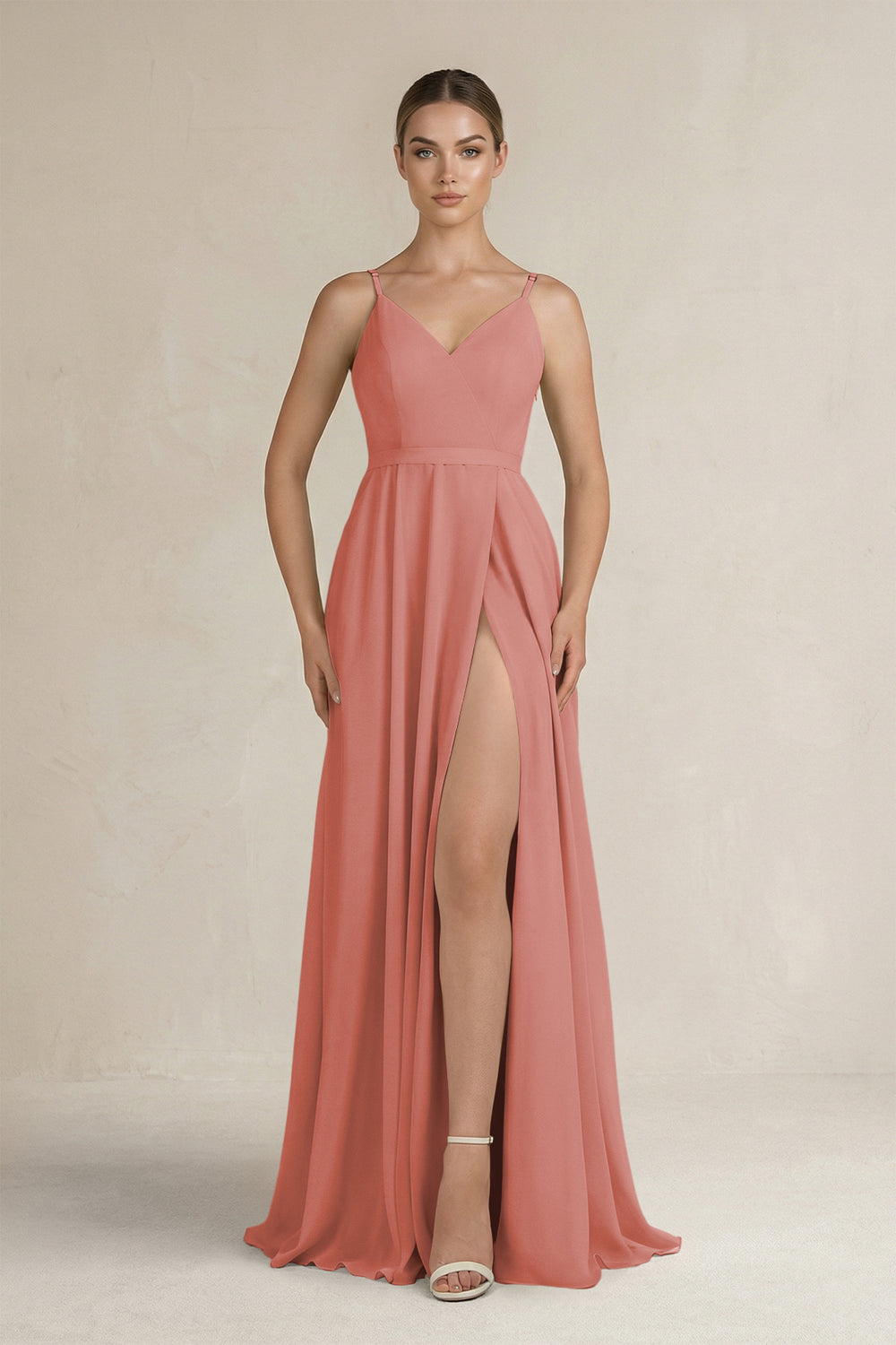 Ruched A-Line Chiffon Bridesmaid Dress with Slit in Mulberry