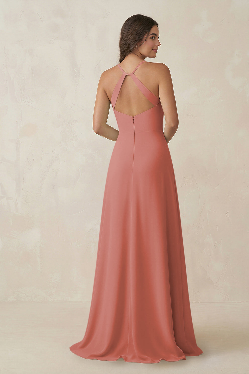 Ruched Sheath Chiffon Bridesmaid Dress in Mulberry