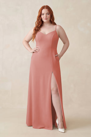 Mulberry Ruched Sheath Chiffon Bridesmaid Dress | KISSBRIDAL