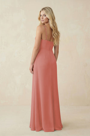 Mulberry Ruched Sheath Spaghetti Strap Chiffon Bridesmaid Dress (2) | KISSBRIDAL
