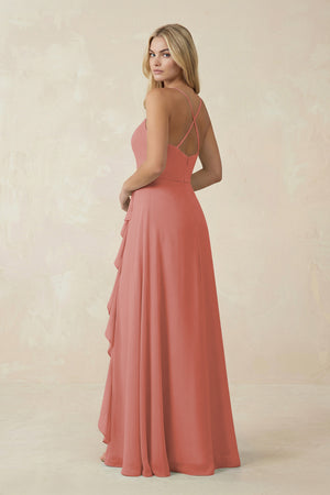 Mulberry Ruffled Hem A-Line Chiffon Bridesmaid Dress (2) | KISSBRIDAL