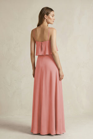 Mulberry Ruffled Spaghetti Strap A-Line Chiffon Bridesmaid Dress in Mulberry (2) | KISSBRIDAL