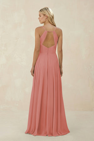 Mulberry Spaghetti Strap A-Line Chiffon Bridesmaid Dress (2) | KISSBRIDAL