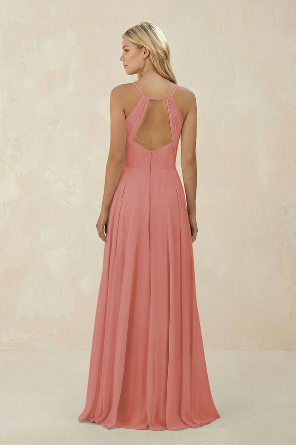Mulberry Spaghetti Strap A-Line Chiffon Bridesmaid Dress (2) | KISSBRIDAL