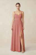 Mulberry Sweetheart A-Line Chiffon Bridesmaid Dress with Slit in Mulberry | KISSBRIDAL