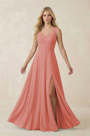 Mulberry Sweetheart A-Line Chiffon Long Bridesmaid Dress | KISSBRIDAL
